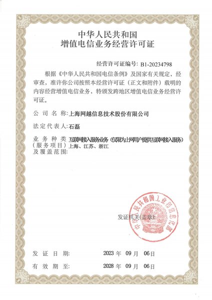 增值电信业务经营许可证